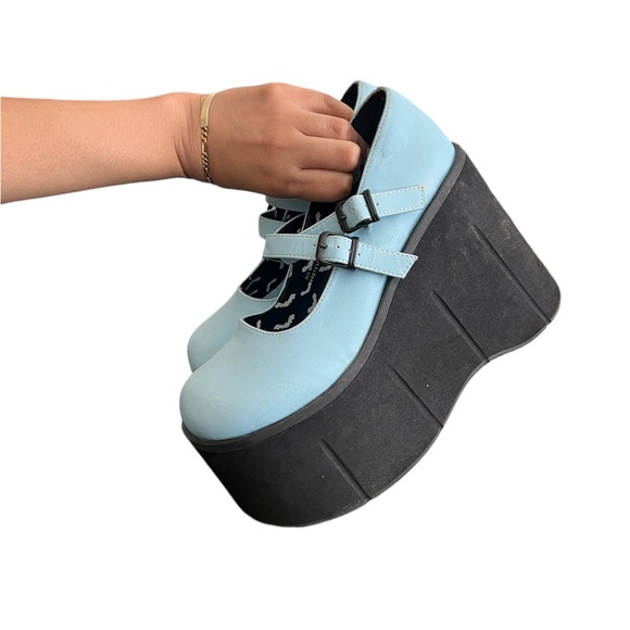 Demonia Kera MaryJane Blue Platform Heels - Picture 7 of 15